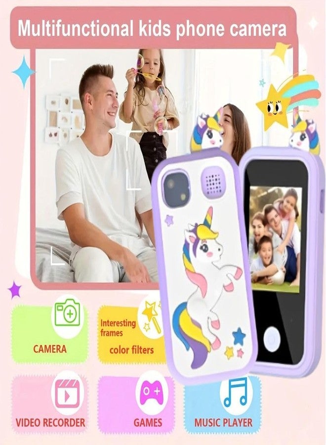 BLiSS HUES لعبة هاتف ذكي للأطفال من BLiSS HUES بشاشة لمس ملونة 2.4 بوصة - دقة 1080 بكسل - مشغل موسيقى MP3 - ألعاب وخلفيات مدمجة (بنفسجي) - Image 5